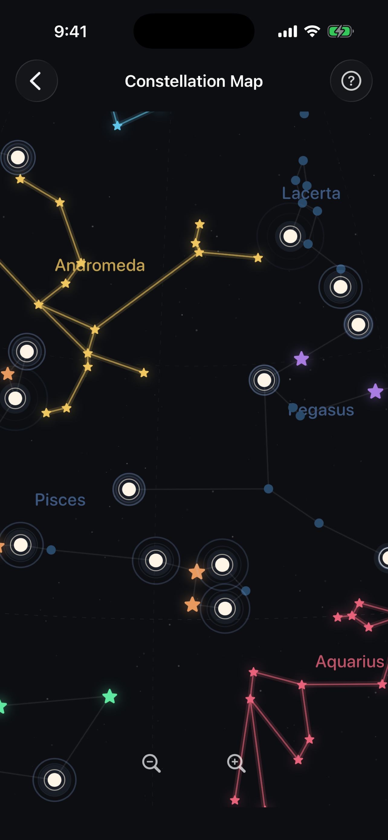 Constellation map sky view